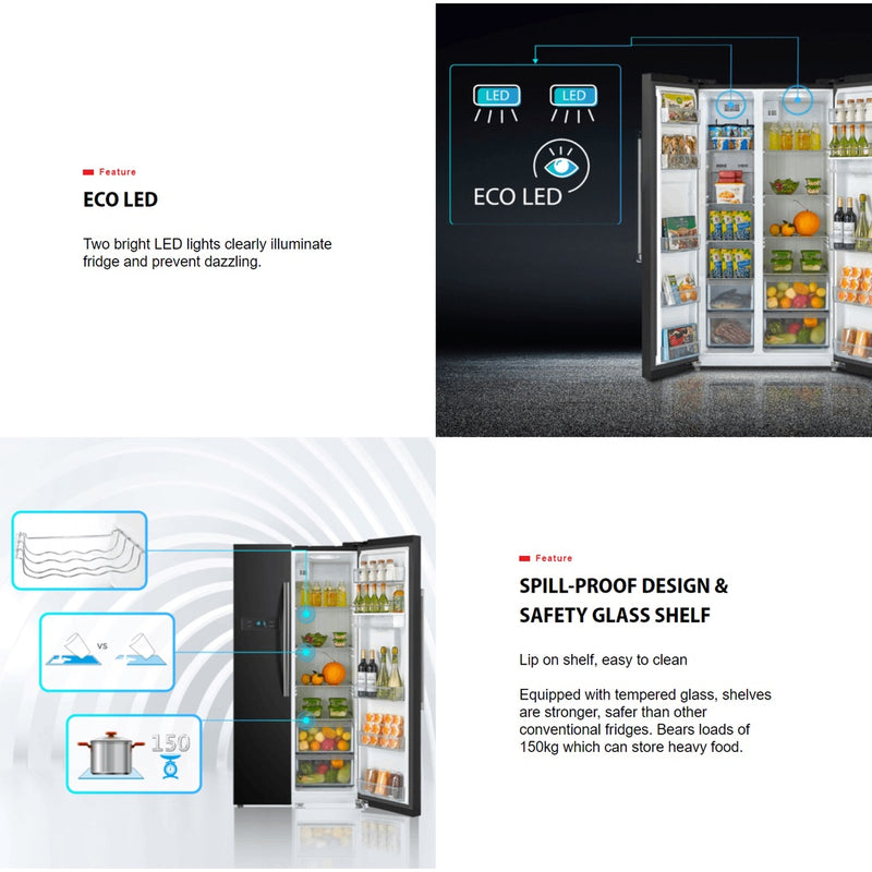 Toshiba Side-by-side Inverter Refrigerator 591L GR-RS682WE-PMY Fridge with Water Dispenser