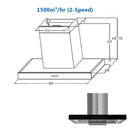 Midea Cooker Hood 1500m³/hr MCH-90B82