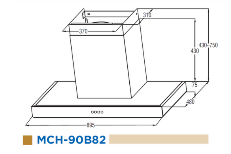 Midea Cooker Hood 1500m³/hr MCH-90B82