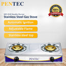 Pentec Dapur Gas Double Burner Stainless steel Gas Stove MD-818