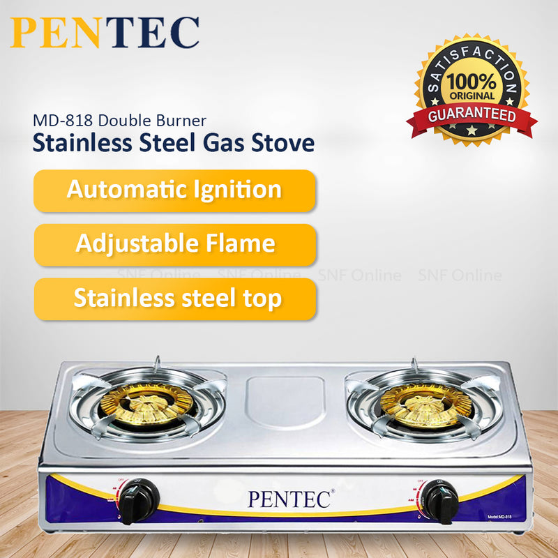 Pentec Double Burner Stainless steel Gas Stove MD-818