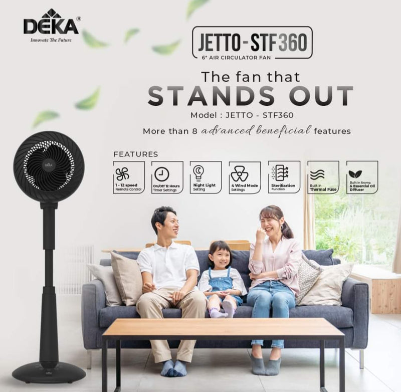 Deka 6" Air Circulator Fan DC Motor with Remote Control JETTO-STF360BK