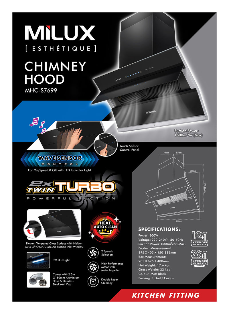 Milux Slanting Chimney Hood MHC-S7699