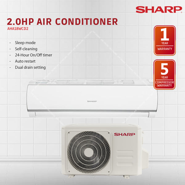Sharp 2.0HP Air Conditioner R32 AHA18WCD2 (FULL SET)