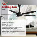 Deka 5 Blade AC Ceiling Fan with Remote Control DKR56 DKR56-MB (56") DKR42 DKR42- MB (42") (Matt Black)