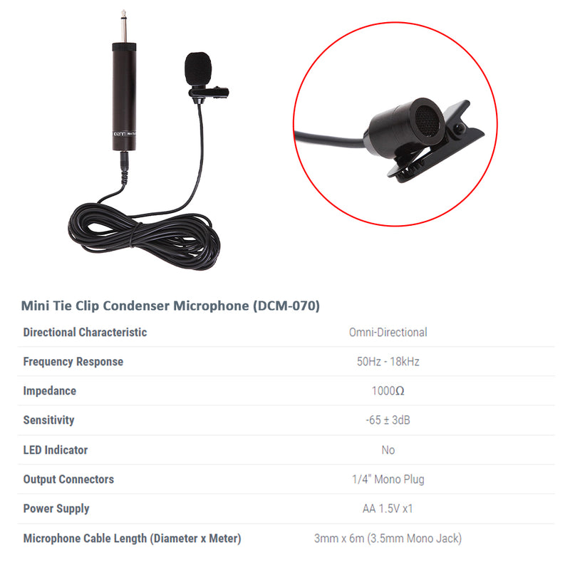 DENN Mini Tie Clip Condenser Microphone DCM-070