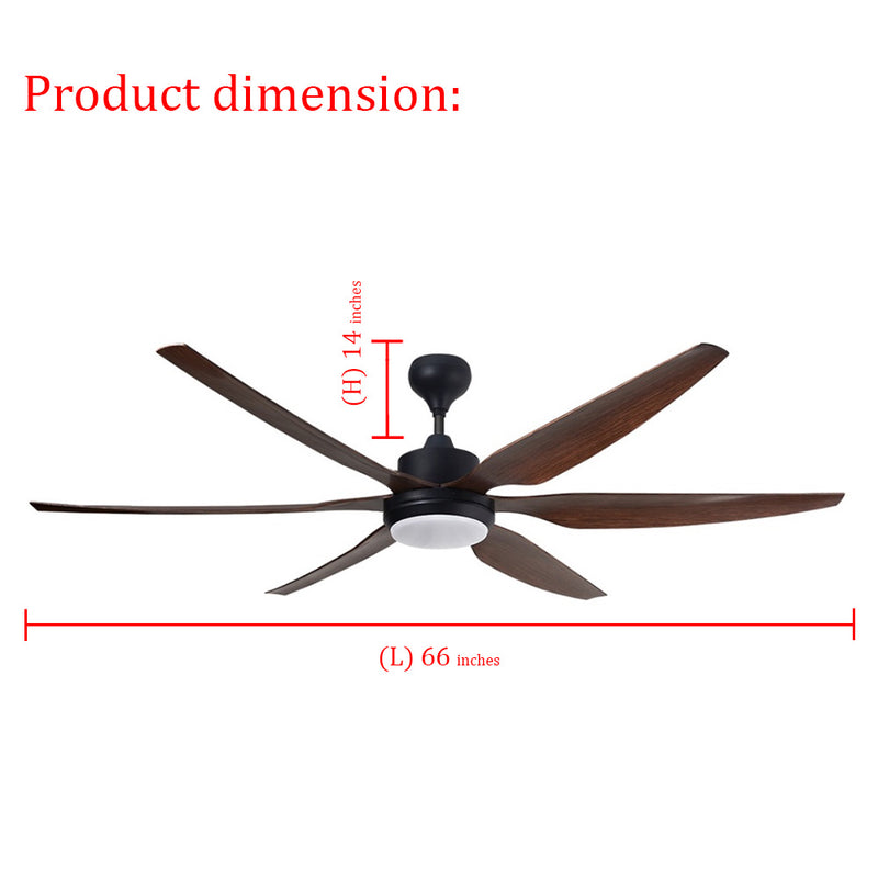 Recavo Ceiling Fan 66” DC Inverter With Remote Control By Deka NEON66LED-WALNUT