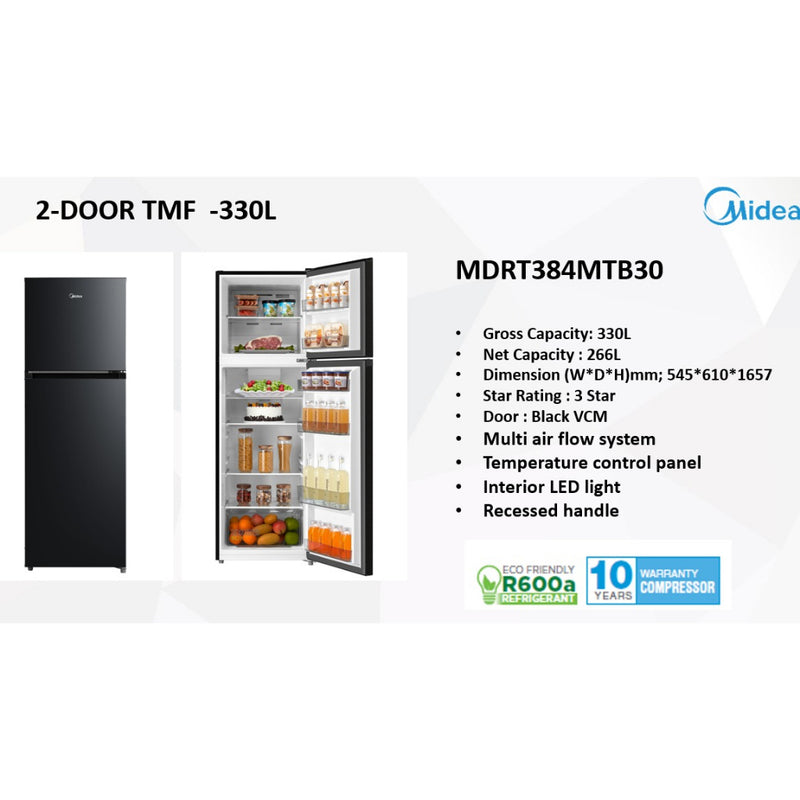 Midea 280L 2 Door Refrigerator MDRT345MTB30